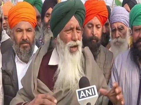 கிசான் மஸ்தூர் சங்கார்ஷ் கமிட்டியின் தலைவர் சத்னம் சிங் பன்னு பேட்டி அளித்த காட்சி: படம் | ஏஎன்ஐ.