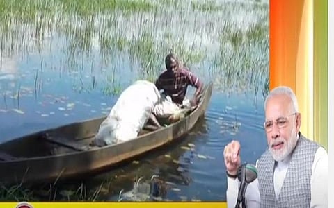 இன்று காலை ஒலிபரப்பான மன் கி பாத் வானொலி நிகழ்ச்சியில் பேசும் பிரதமர் மோடி | படம்: ஏஎன்ஐ.