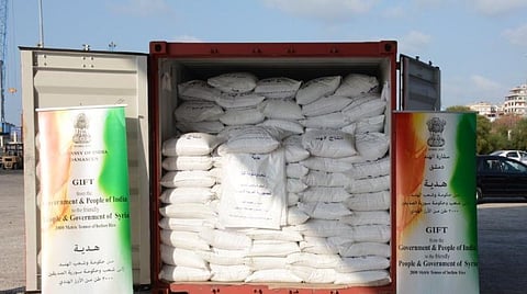 சிரியாவுக்கு 2,000 மெட்ரிக் டன் அரிசி; பரிசாக வழங்கிய இந்தியா