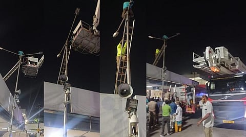 மனைவி இறந்த துக்கம் தாளாமல் விபரீத முடிவு: மின்கம்பம் மீதேறி தற்கொலை மிரட்டல் விடுத்த நபர்