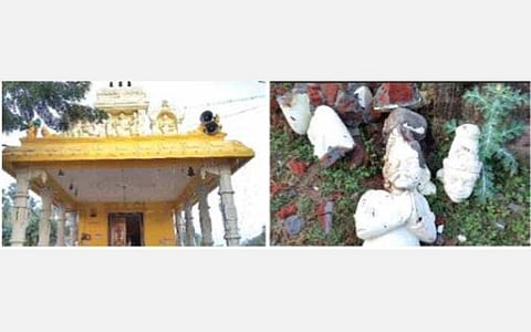 ஸ்ரீவைகுண்டம் அருகே மின்னல் தாக்கி கோயில் கோபுர கலசம் சேதம்