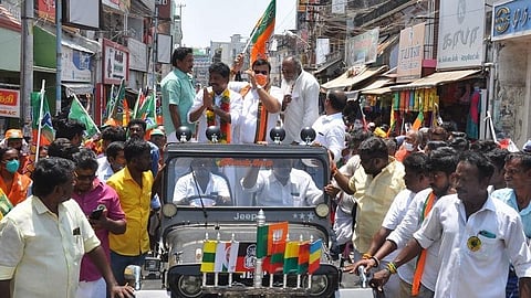விருதுநகரில் முதல் ஆளாக பிரச்சாரத்தைத் தொடங்கிய பாஜக வேட்பாளர்