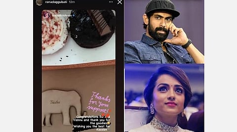 ராணா அனுப்பிய பரிசு; நன்றி சொன்ன த்ரிஷா