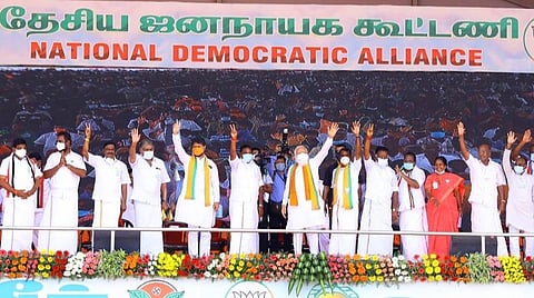 பிரச்சாரத்தில் பிரதமர் மோடி, ஈபிஎஸ் - ஓபிஎஸ் உள்ளிட்டோர்.