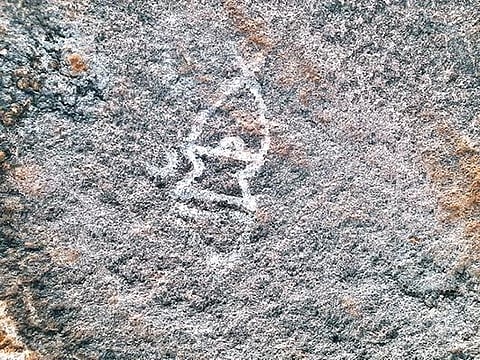 செல்லியம்மன் கொட்டாய் பகுதியில் கண்டெடுக்கப்பட்ட பாறை ஓவியம்.