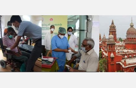 தடுப்பூசி மையங்களில் மாற்றுத்திறனாளிகளுக்கு சிறப்பு கவுண்ட்டர்: அரசுக்கு உயர் நீதிமன்றம் உத்தரவு