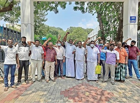 சலூன் கடைகளை கரோனா பாதுகாப்பு நெறிமுறைகளுடன் திறக்க அனுமதி கோரி திருநெல்வேலி மற்றும் (2-வது படம்) தூத்துக்குடி ஆட்சியர் அலுவலகங்களுக்கு மனு அளிக்க வந்த முடி திருத்தும் தொழிலாளர்கள். (கடைசி படம்) கோவில்பட்டி நகராட்சி அலுவலகம் முன் நடைபெற்ற ஆர்ப்பாட்டம். படங்கள்: மு.லெட்சுமி அருண், என்.ராஜேஷ், எஸ்.கோமதி விநாயகம்.