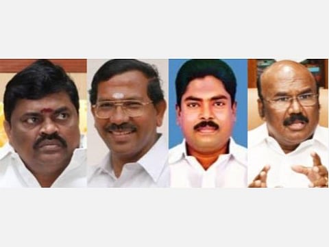 அமைச்சர்கள் ஜெயக்குமார், ராஜேந்திர பாலாஜி, பாண்டியராஜன், பெஞ்சமின் பின்னடைவு