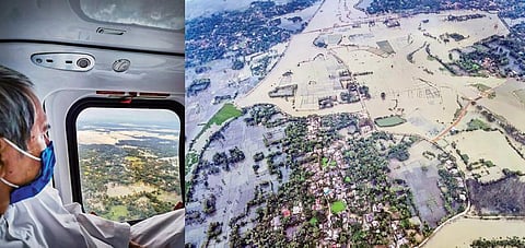 ஒடிசா - மேற்கு வங்கம் இடையே கடற்கரை பகுதியில் நேற்று முன்தினம் கரை கடந்த யாஸ் புயல், இரு மாநிலங்களிலும் பலத்த சேதத்தை ஏற்படுத்தி உள்ளது. ஒடிசாவில் புயலால் பாதிக்கப்பட்ட பகுதிகளை முதல்வர் நவீன் பட்நாயக் நேற்று ஹெலிகாப்டர் மூலம் பார்வையிட்டார். படம்: பிடிஐ
