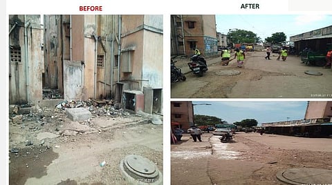 ராயபுரம் மண்டலத்தில் தூய்மைப் பணி.