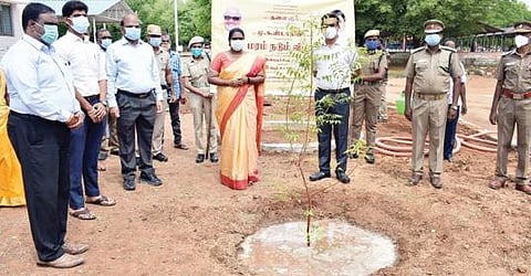நல்லம்பள்ளி வட்டாட்சியர் அலுவலகத்தில் கருணாநிதி பிறந்தநாளையொட்டி மரக்கன்றுகள் நடவு செய்யும் பணியை, தருமபுரி மாவட்ட ஆட்சியர் திவ்யதர்சினி தொடங்கி வைத்தார்.