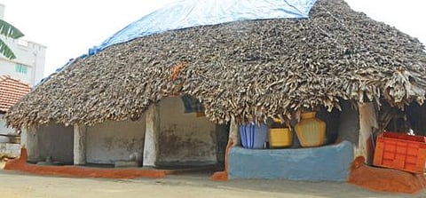 சிவகங்கை அருகே மேலச்சாலூரில் உள்ள பழமை மாறாத குடிசை வீடு.