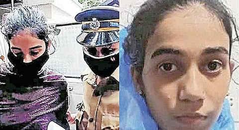 ரேஷ்மாவை அழைத்துச் செல்லும் காவலர்.