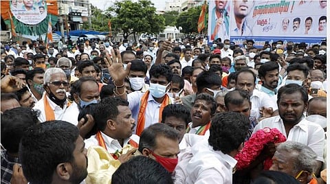 மேகதாது விவகாரத்தில் அரசியல் செய்ய விரும்பவில்லை; திமுகவினரால் தடுப்பூசி தட்டுப்பாடு: அண்ணாமலை பேட்டி