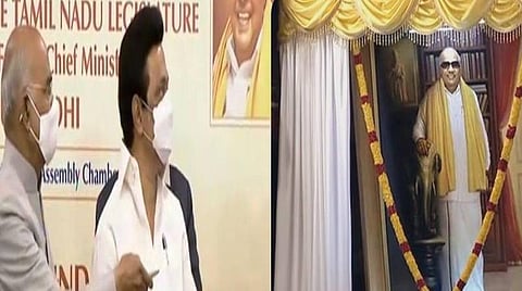 கருணாநிதியின் உருவப் படத்தைத் திறந்து வைத்தார் முதல்வர் மு.க.ஸ்டாலின்.