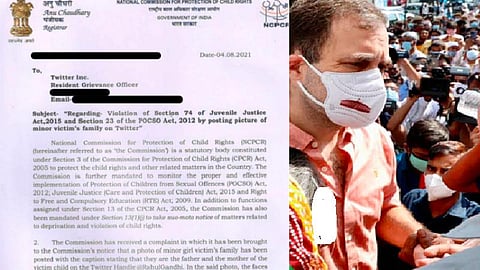 டெல்லி சிறுமியின் குடும்பத்துடனான புகைப்படம்: ராகுல் காந்தி, ட்விட்டர் இந்தியாவுக்கு தேசிய குழந்தைகள் ஆணையம் நோட்டீஸ்