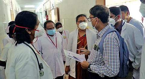 திருப்பூர் அரசு மருத்துவமனையில் - தேசிய மருத்துவ ஆணையக் குழுவினர் ஆய்வு :