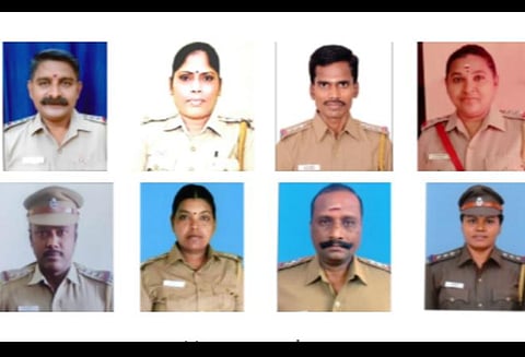 விருது பெறும் காவல்துறை அதிகாரிகள்.