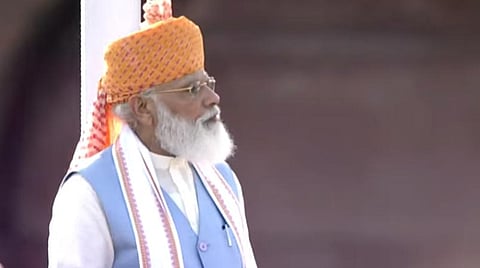 டெல்லி செங்கோட்டையில் பிரதமர் மோடி பேசிய காட்சி | படம் ஏஎன்ஐ