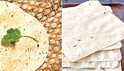 வெவ்வேறு வடிவ அப்பளங்கள்.