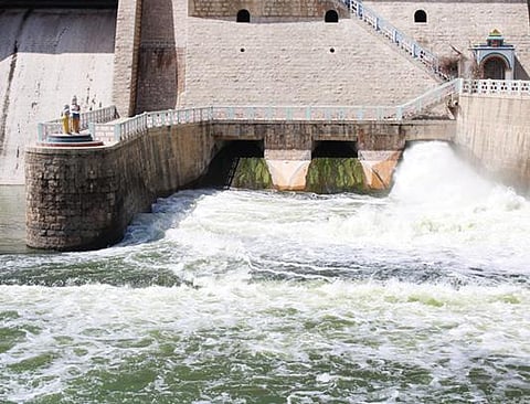 கிருஷ்ணகிரி அணையில் இருந்து நேற்று விநாடிக்கு 768 கனஅடி தண்ணீர் திறக்கப்பட்டதால் தென்பெண்ணையாற்றில் தண்ணீர் சீறிப் பாய்ந்து செல்கிறது.