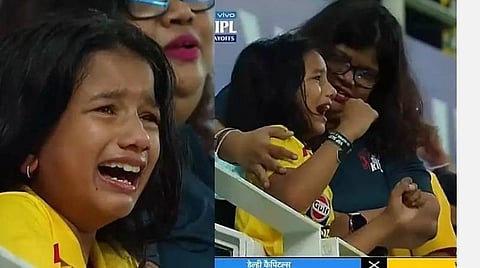 மைதானத்தில் அழுத இளம் சிஎஸ்கே ரசிகர்களுக்குப் பரிசளித்த தோனி