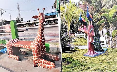 ஆனைவாரி முட்டல் சூழல் சுற்றுலாத் தலத்தில் உள்ள பூங்காவில் குழந்தைகளைக் கவரும் வகையில் அமைக்கப்படவுள்ள விலங்கு உருவத்திலான இருக்கைகளின் மாதிரி.