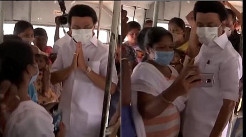 அரசுப் பேருந்தில் முதல்வர் ஸ்டாலின் திடீர் ஆய்வு: செல்ஃபி எடுத்த பெண்கள்