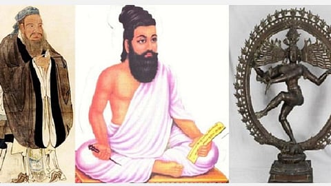 கன்பூசியஸ், திருவள்ளுவர், வெண்கல நடராசர் சிலை.