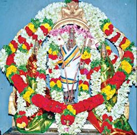 கந்த சஷ்டி விழாவையொட்டி திண்டல் வேலாயுதசுவாமி, வள்ளி, தெய்வானை சமேதரராக நேற்று அருள்பாலித்தார்.