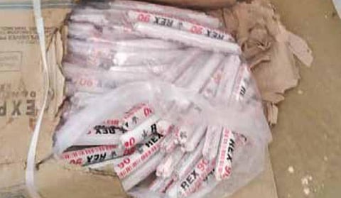 தோட்டத்தில் பதுக்கிய 1308 ஜெலட்டின் குச்சிகள் பறிமுதல்: கல்குவாரி உரிமையாளர் உட்பட 3 பேர் கைது