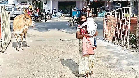 திருப்பத்தூரில் கணவரை காணவில்லை என 4 வயது மகனுடன் காவல் நிலையத்துக்கு புகார் அளிக்க வந்த பாஞ்சாலை.