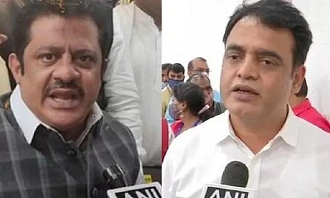 காங்கிரஸ் கட்சி எம்எல்ஏ ஜமீர் அகமது கான் (இடது), கர்நாடகா கல்வி அமைச்சர் சிஎன் அஷ்வந்த் நாராயண் (வலது).