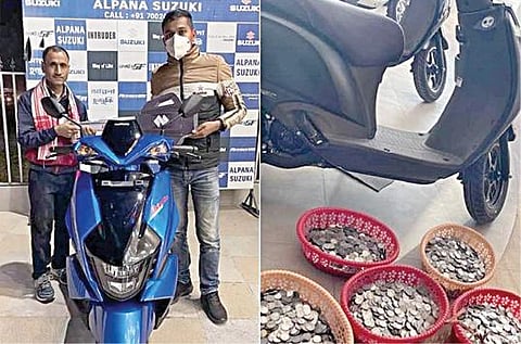 உண்டியலில் சேர்த்த சில்லறைகளை கொடுத்து ஸ்கூட்டர் வாங்கிய அசாம் காய்கறி வியாபாரி