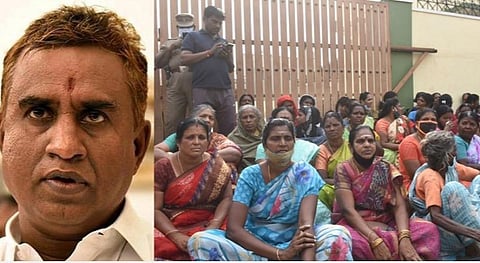 முன்னாள் அமைச்சர் எஸ்.பி.வேலுமணியின் வீட்டில் நடைபெற்ற லஞ்ச ஒழிப்பு சோதனையை எதிர்த்து போராட்டத்தில் ஈடுபட்ட அதிமுகவினர். | படம்: ஜெ.மனோகரன்