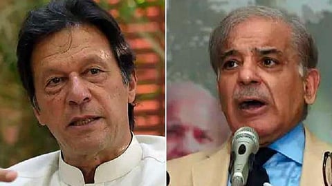 இம்ரான் கான் (இடது) ஷெபாஸ் ஷரீஃப் (வலது)