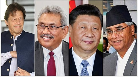 பாகிஸ்தான் பிரதமர் இம்ரான் கான், இலங்கை அதிபர் கோத்தபய, சீன அதிபர் ஜி ஜின்பிங், நேபாள பிரதமர் ஷேர் பகதூர்: கோப்புப் படம்