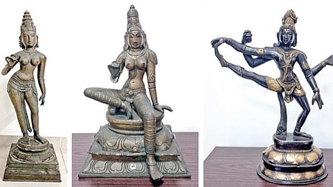 மாமல்லபுரத்தில் மீட்கப்பட்ட சாமி சிலைகள்.