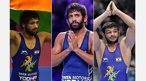 ரவி தஹியா, பஜ்ரங் புனியா, தீபக் புனியா.