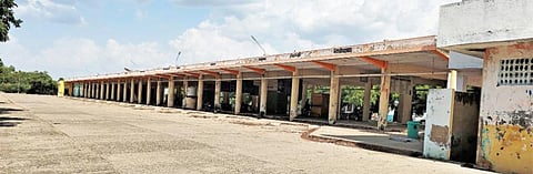 பேருந்துகள் இயக்கப்படாததால் வெறிச்சோடிக் கிடக்கும் விருதுநகர் புதிய பேருந்து நிலையம்.