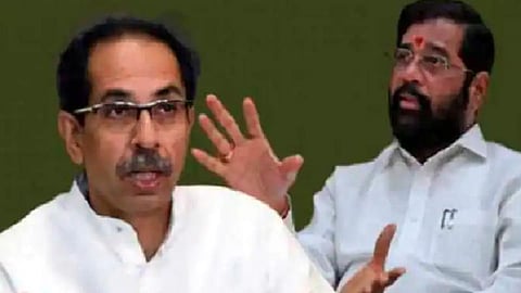 உத்தவ் தாக்கரே (இடது) ஏக்நாத் ஷிண்டே (வலது)