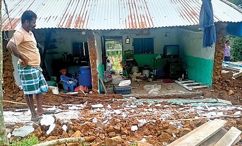 கொடைக்கானல் அருகே பேத்துப்பாறையில் மழையால் இடிந்து விழுந்த வீடு.