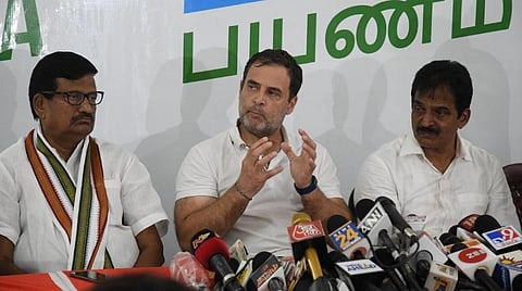 செய்தியாளர்களைச் சந்தித்த ராகுல் காந்தி