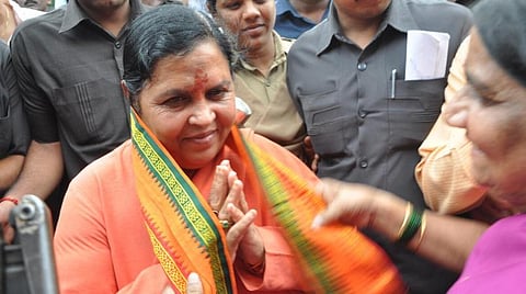 பாஜக ஆளும் மத்திய பிரதேச மாநிலத்தில் மதுவிலக்கு கோரி உமா பாரதி போராட்டம்