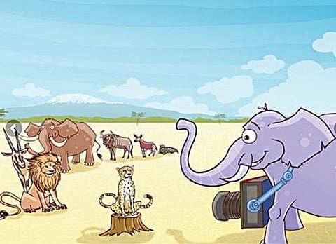 நிழற்படம் எடுக்கும் யானை