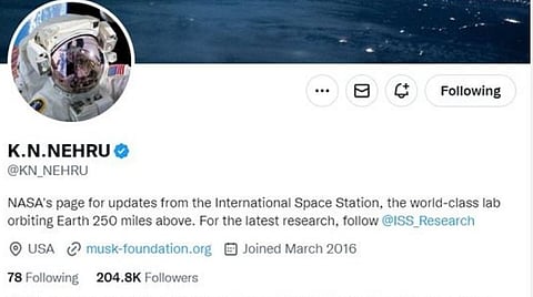 ஹேக் செய்யப்பட்ட அமைச்சர் கே.என்.நேருவின் ட்விட்டர் பக்கம்