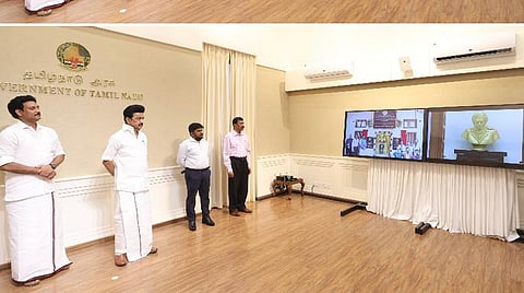 பாரதியார் சிலையை திறந்துவைத்த முதல்வர் ஸ்டாலின்