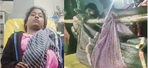 போக்குவரத்து வசதி இல்லாததால் துணியில் தொட்டில் கட்டி தூக்கி செல்லப்பட்ட கர்ப்பிணி - கேரள அரசு விசாரணைக்கு உத்தரவு