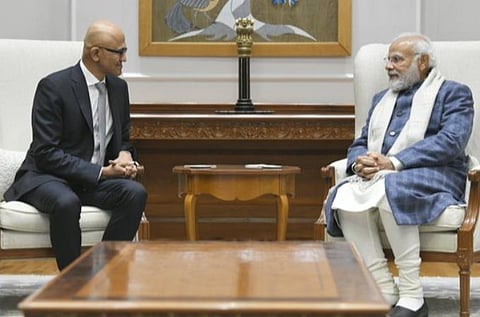 சத்ய நாதெல்லா மற்றும் பிரதமர் மோடி