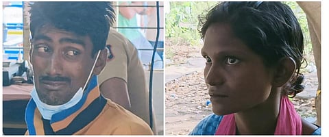 பல்லடம் நீதிமன்ற வளாகத்தில் தற்கொலை முயற்சியில் ஈடுபட்ட கருப்புசாமி, அவரது மனைவி மஞ்சுளா